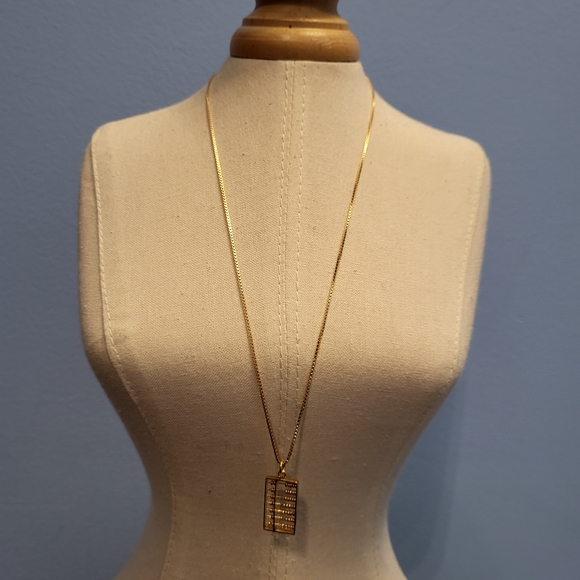 16" 14K Gold Chain Necklace with 14K Gold Abacus Pendant - Picture 4 of 9